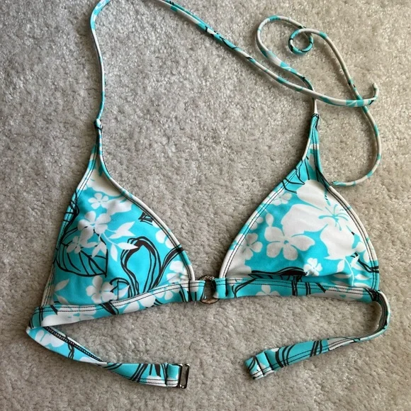 Floral Blue, White & Brown Bikini Shorts Set - Picture 4 of 4